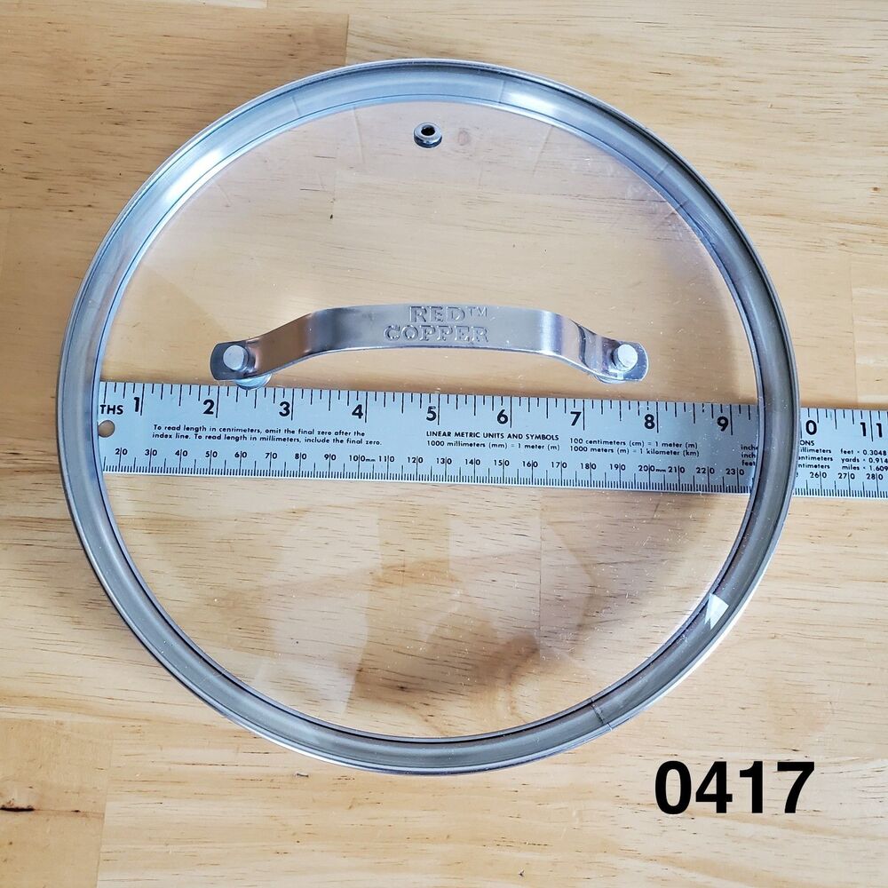 Red Copper 10" Round Glass Replacement Lid Only, Vented - 0417